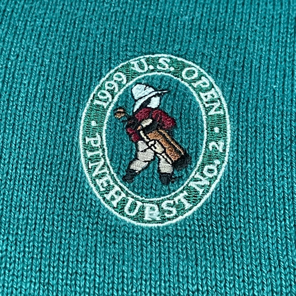 Vintage 1999 US Open Pinehurst No 2 Izod Club Teal Golf Sweater Men's XL USA